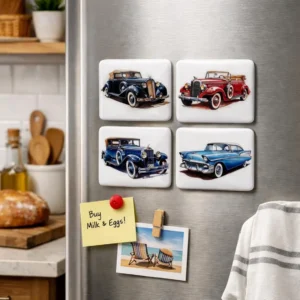Vintage Auto Magneten - Set van 4