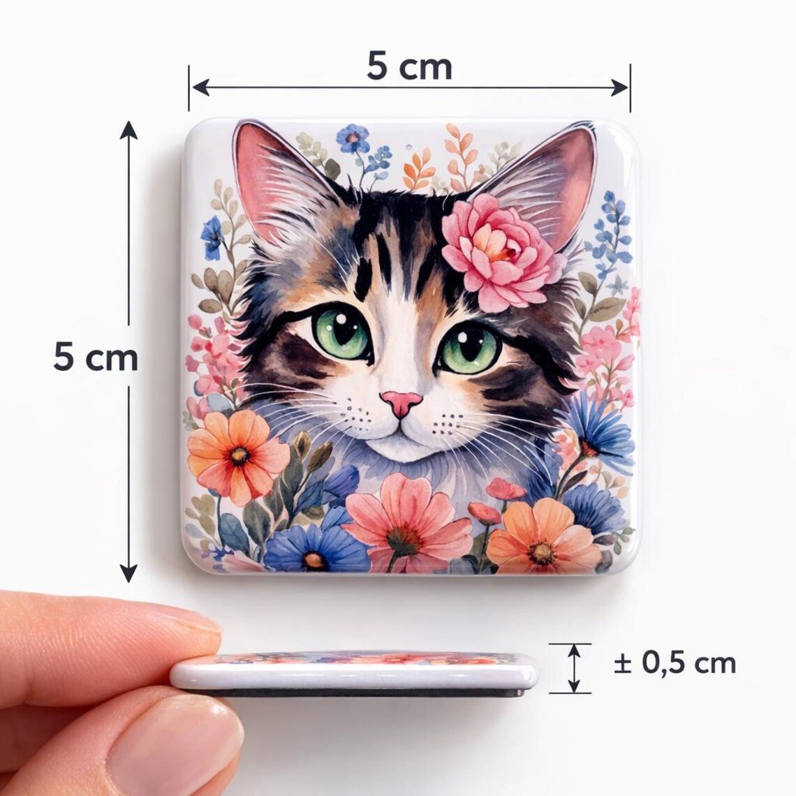 Katten Koelkastmagneten met Bloemen – Set van 4 - Image 2