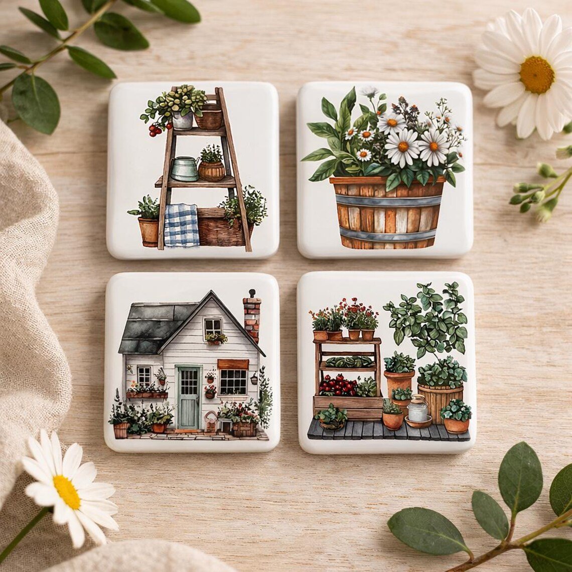 Botanische Magneten - Set van 4