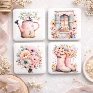 Pastel Tuin Magneten- Set van 4