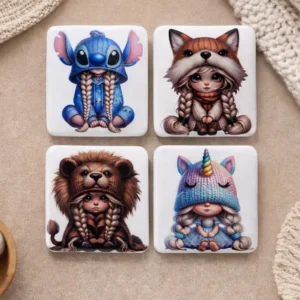 Schattige Dieren Meisjes Magneten – Set van 4