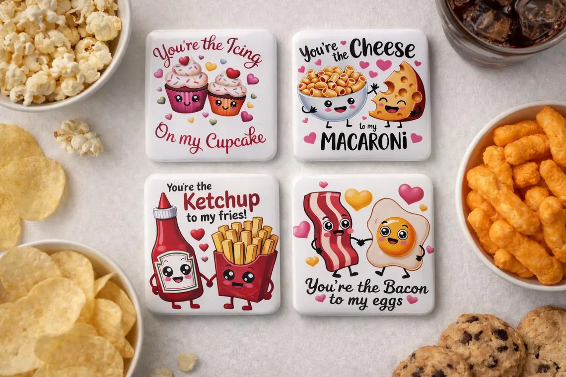 Grappige Food Liefde Magneten - Set van 4