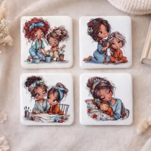 Moeder & dochter magneten- set van 4
