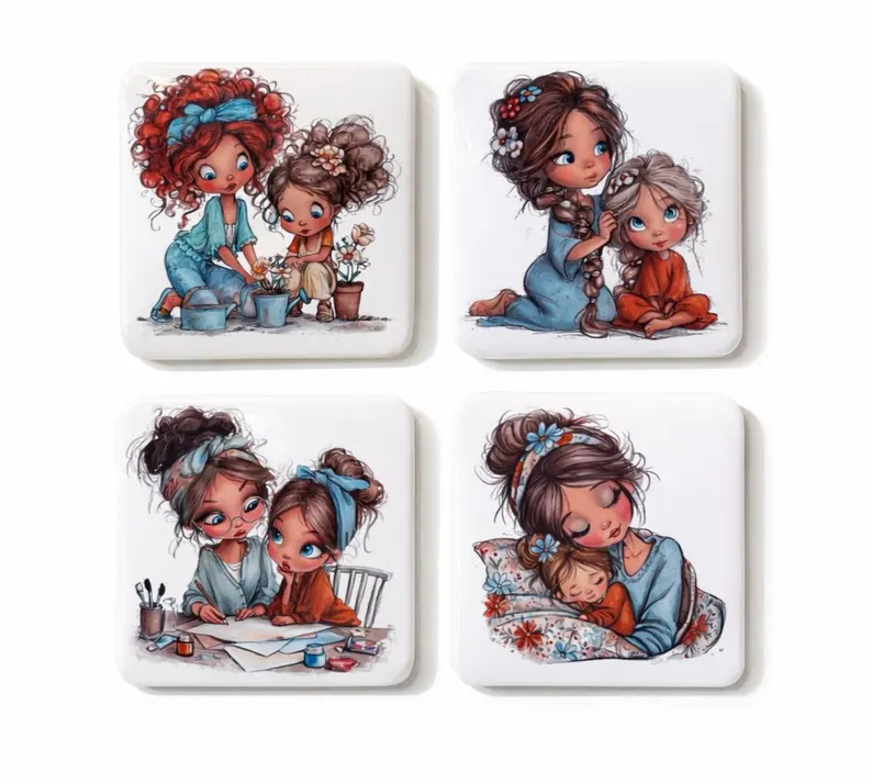 Moeder & dochter magneten- set van 4 - Image 4