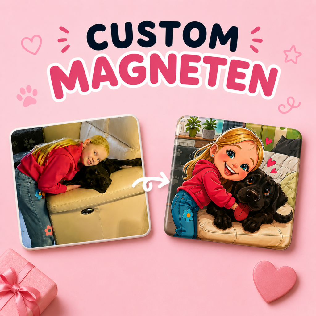 Custom Cartoon Magneet van Jouw Foto