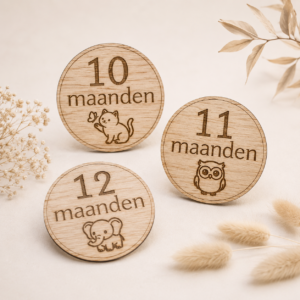 Houten Mijlpaalkaarten Baby - Schattige Dieren