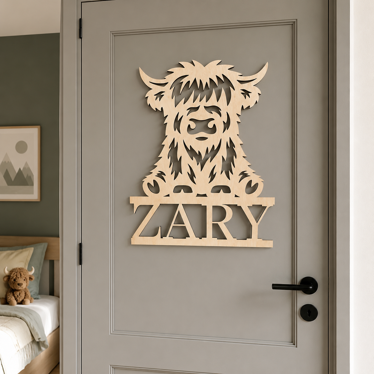 Highland Cow Wall Art met Naam - Image 3