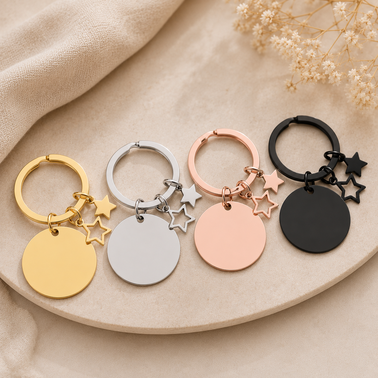 Graveerbare sleutelhanger met Sterretjes - Image 2