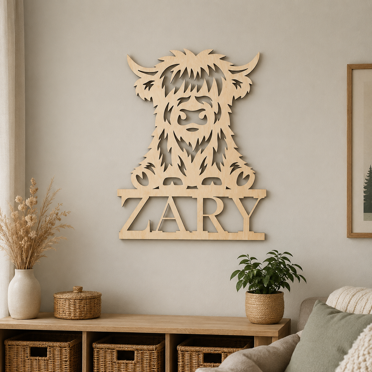 Highland Cow Wall Art met Naam - Image 2