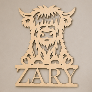 Highland Cow Wall Art met Naam
